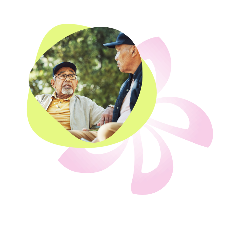 Two elderly persons talking